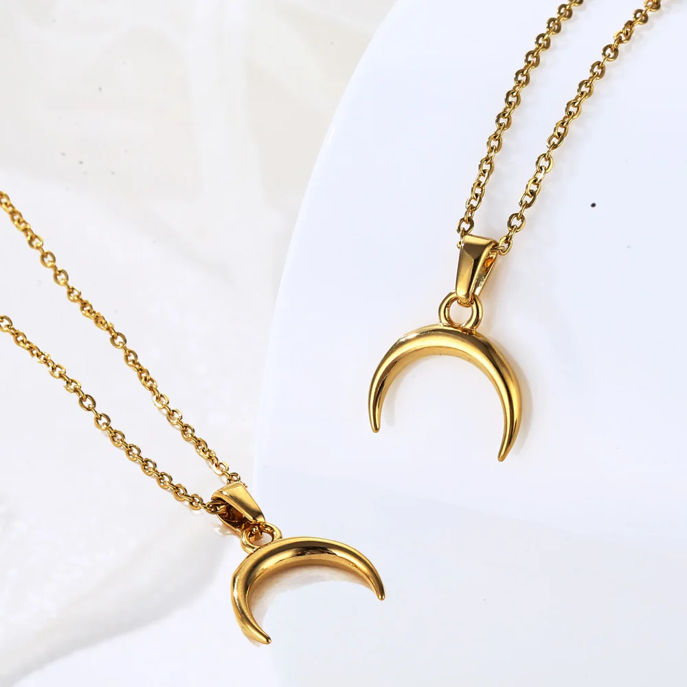 

18k Gold North Star Pendant Necklace Virgin Mary Pendant Stainless Steel Animal Pet Dog Pendant Women Crescent Moon Necklace
