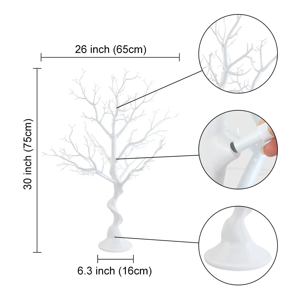 Ourwarm 75cm Aritificial White Plastic Tree Without Leaves Dry Tree 