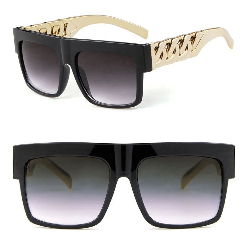 

Hip Hop Sunglasses Fashion Gold Metal Chain Square Sun Glasses Celebrity Luxury Brand Designer Women/Men Shades UV400 New