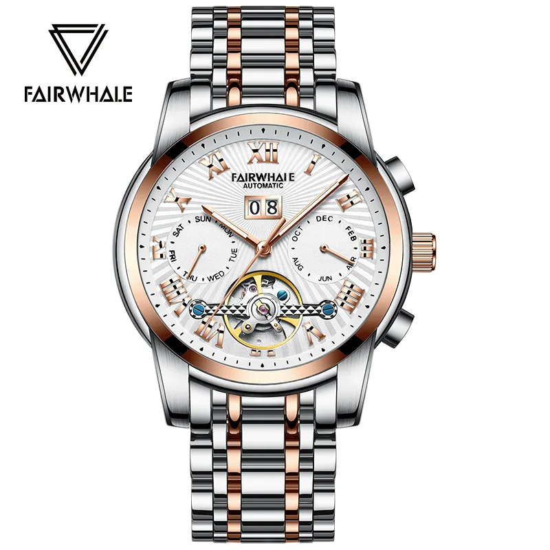 

Wholesales Strap Luxury Mens Watches Week Month Date 30M Waterproof Chronograph Mechanical Watches Men Wrist