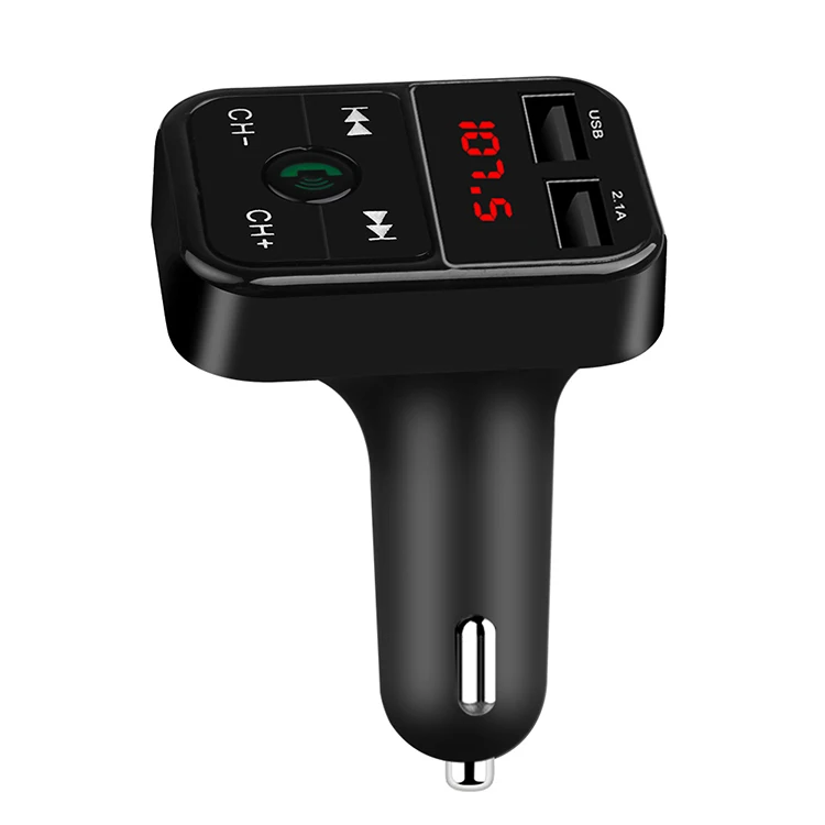 

Car Wireless Wireless -Compatible 5.0 FM Transmitter Wireless Hands-free Audio Receiver Auto MP3 Player Fast Charger, Black white pin rose gold