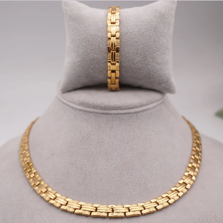 

Wholesale Stock 18K Gold Jewelry Stainless Steel Ladies Chokers Set