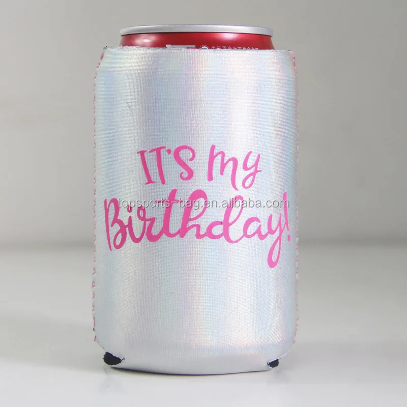 

Hologram Bling Birthday Party Wedding Neoprene Can Cooler Beer Coolie Holder