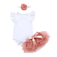 

Comfortable baby set blank print baby clothes sets red skirt girl Kids Clothing Sets baby ruffle romper