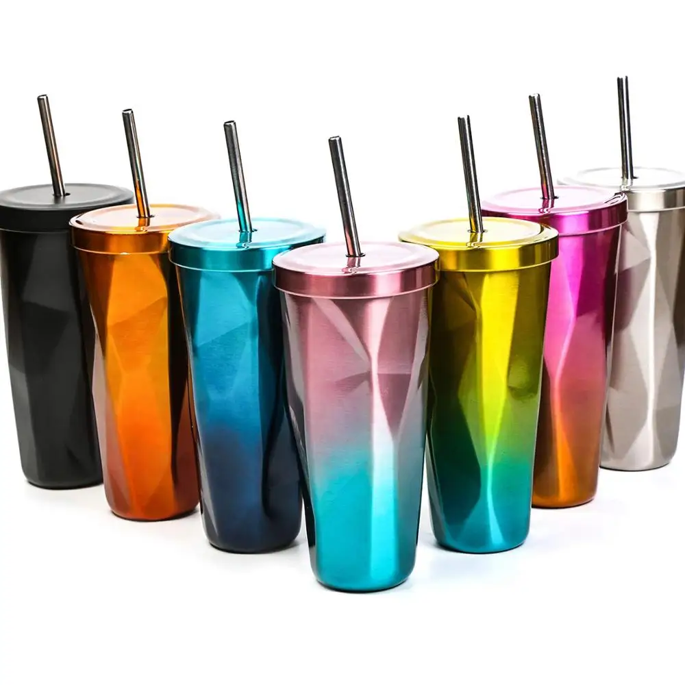 

Customized Logo 500ml Double Wall Stainless Steel Vacuum Outdoor Coffee Tumbler With Straw, Customized color