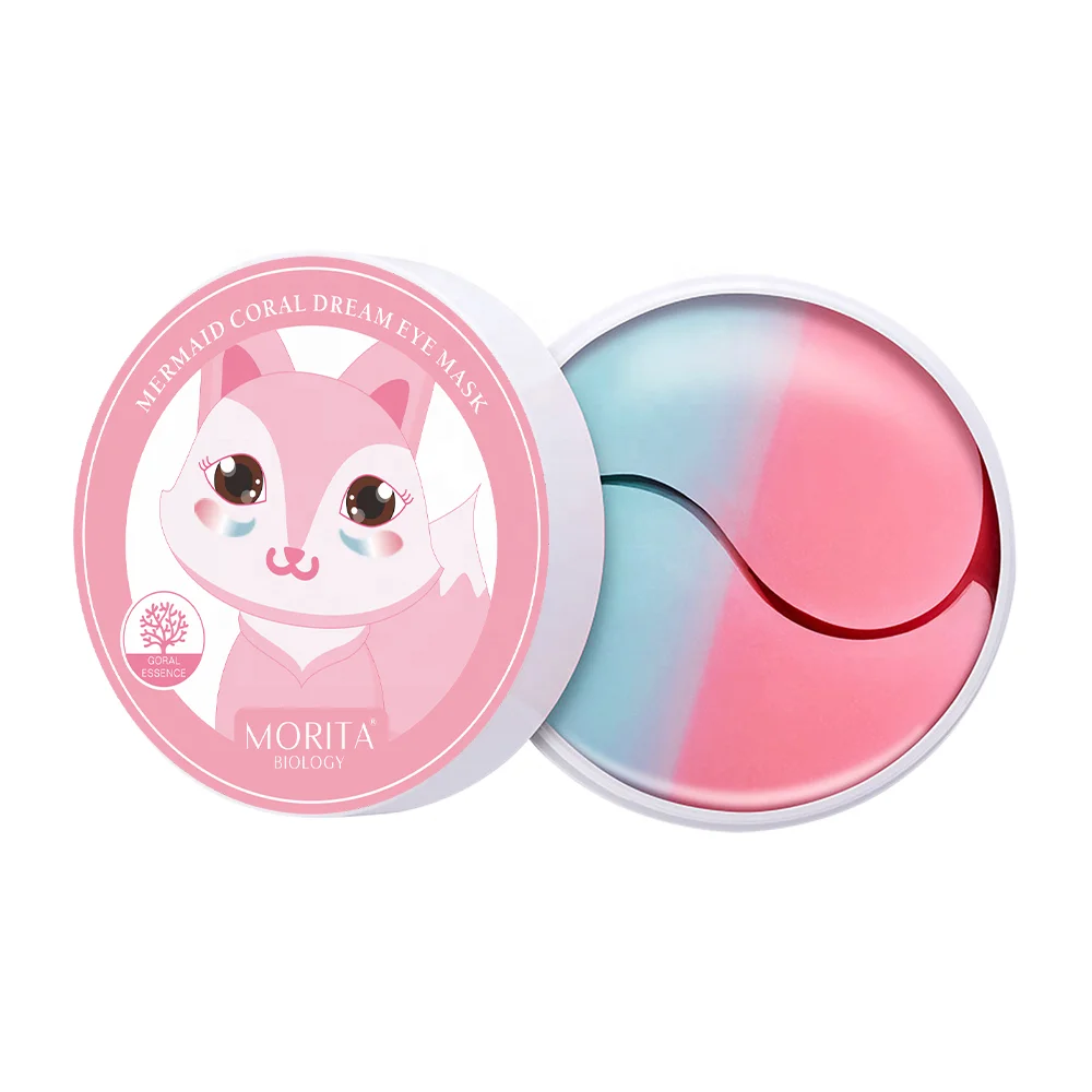 

collagen anti-wrinkle eye gel patches double color pink and blue Mermaid Love rosegold collagen under eye patch cool eye patches