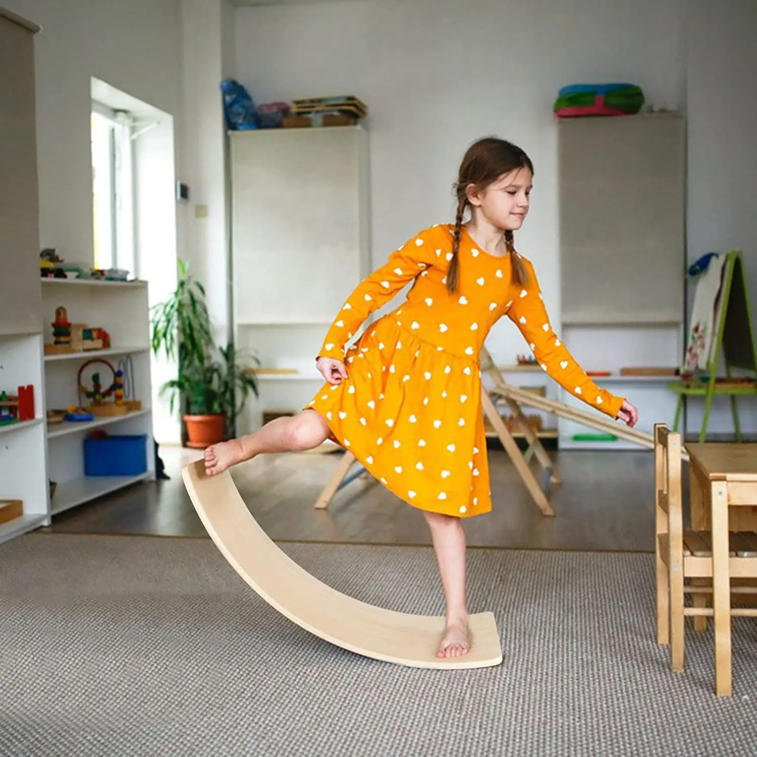 

XIHA Wooden Balance Board Curvy Board for Kids Adults Natural Wood Rocker Board Great Kids Learning Toy for Body Traini, Natural wood or colored