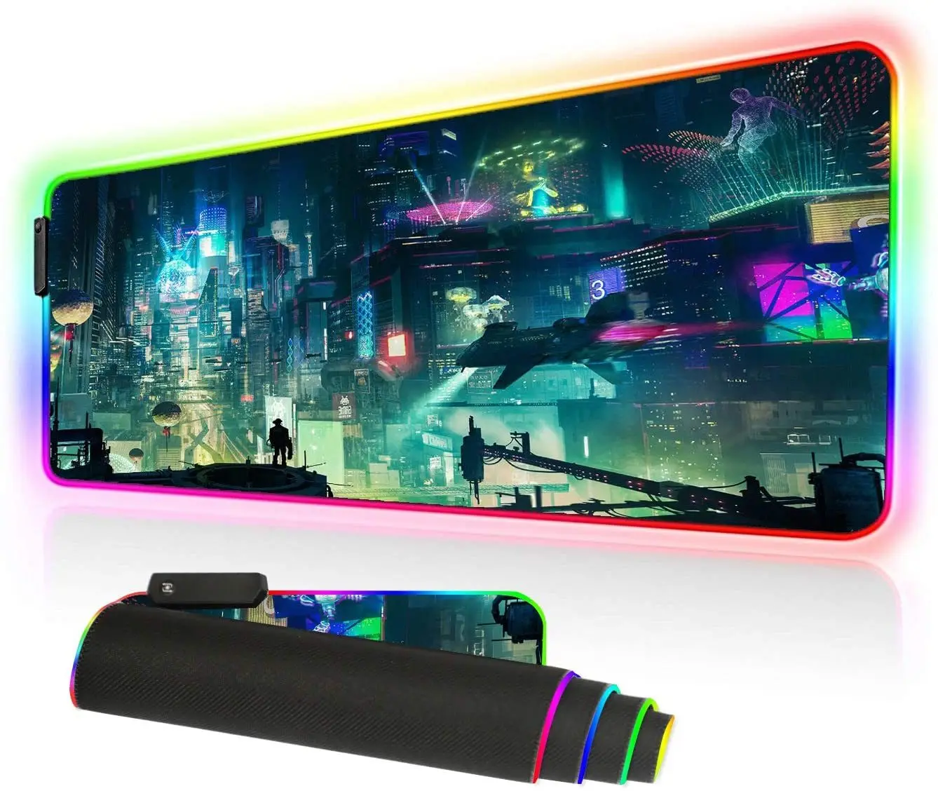 

Custom Logo Extended Large XXL Micro Woven Cloth Glowing Lighting RGB LED Gaming Mouse Pad