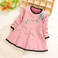 

Girls Quality Kids Clothes Dresses Pink fall winter Baby 6 years Frocks Dress