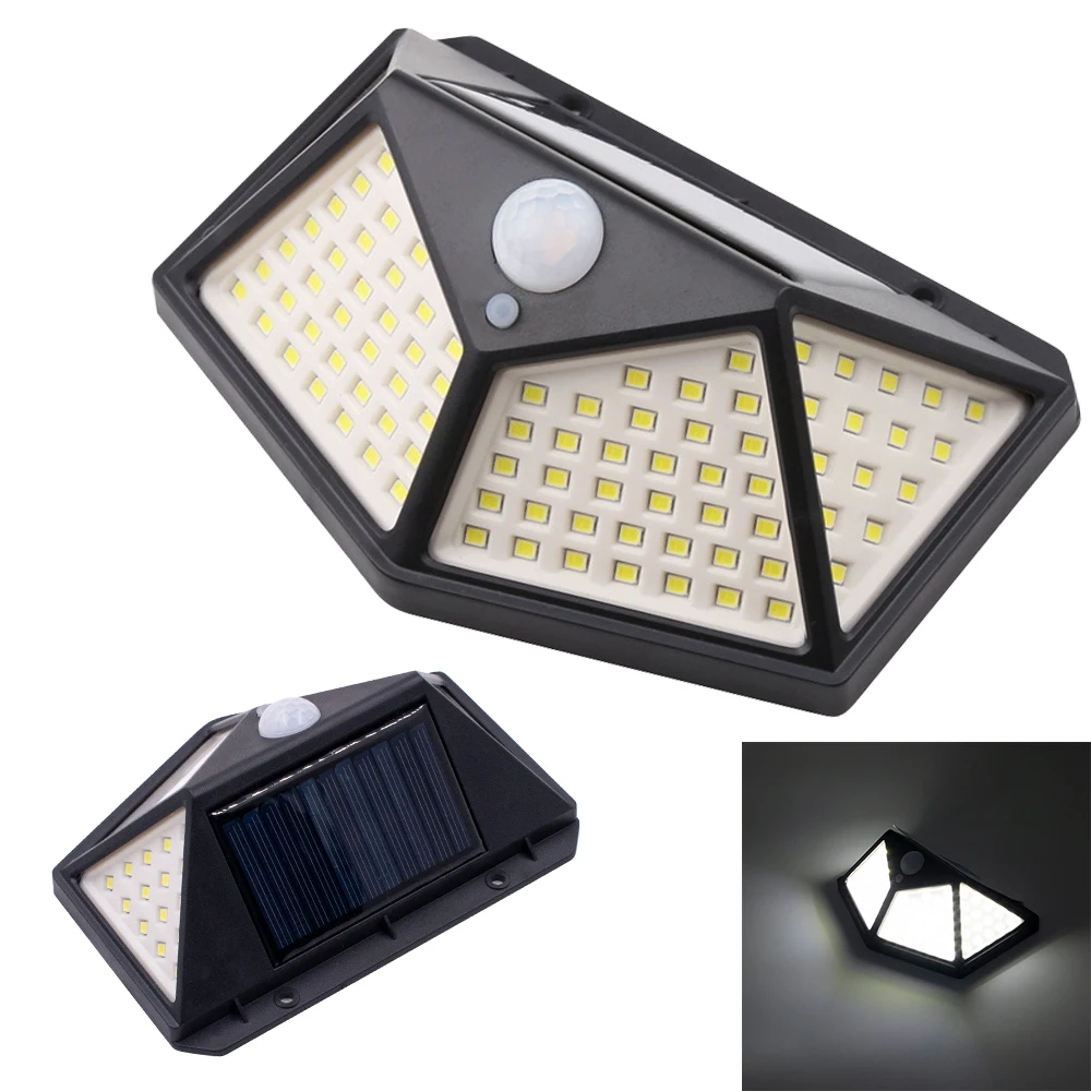 

100LED Solar Wall Light (Human Body Induction Light Control) Black Shell White Light ZC001251 Actual: 8W Lumens: 500Lm