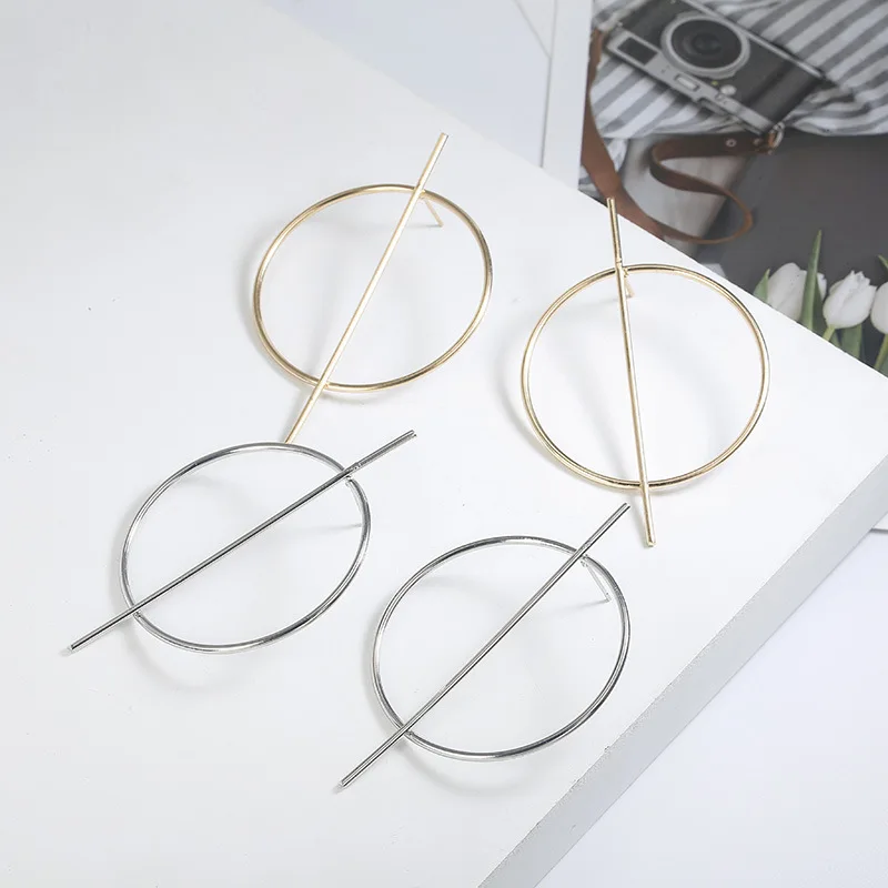 

Ladies Dangle Solid Earrings Elegant Large Hoop circle hollow bohemian earring jewelry, As pic
