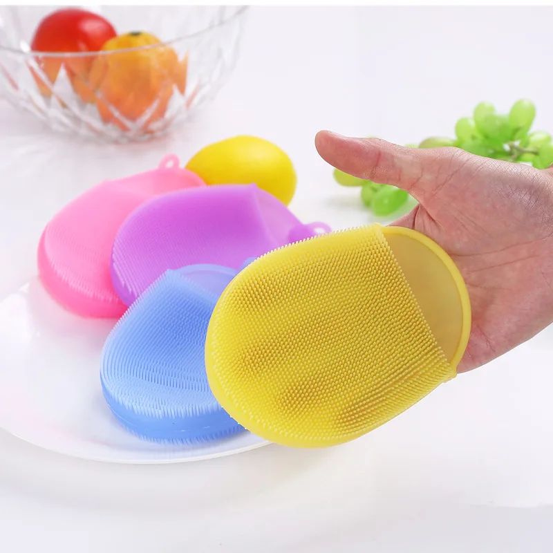 

Kitchen Gadgets Accessories Double Side Silicone Sponge Dish Washing Kitchen Cleaning Scrubber Brush