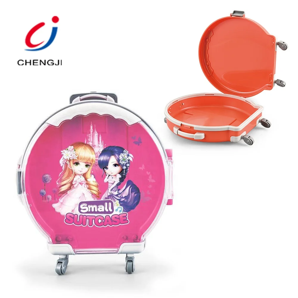 

High quality girls play cartoon plastic mini travel case children toys suitcase
