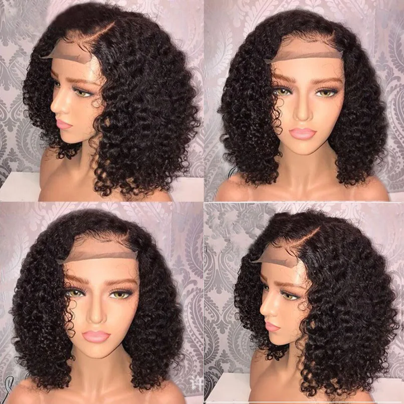 

afro curl remy Hair 13x4 Lace Front Wigs Human Hair Short Bob Wigs