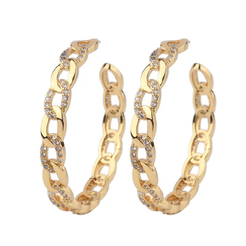 

Factory Custom fashion earrings big earrings jewelry 3a zircon earrings, Gold black