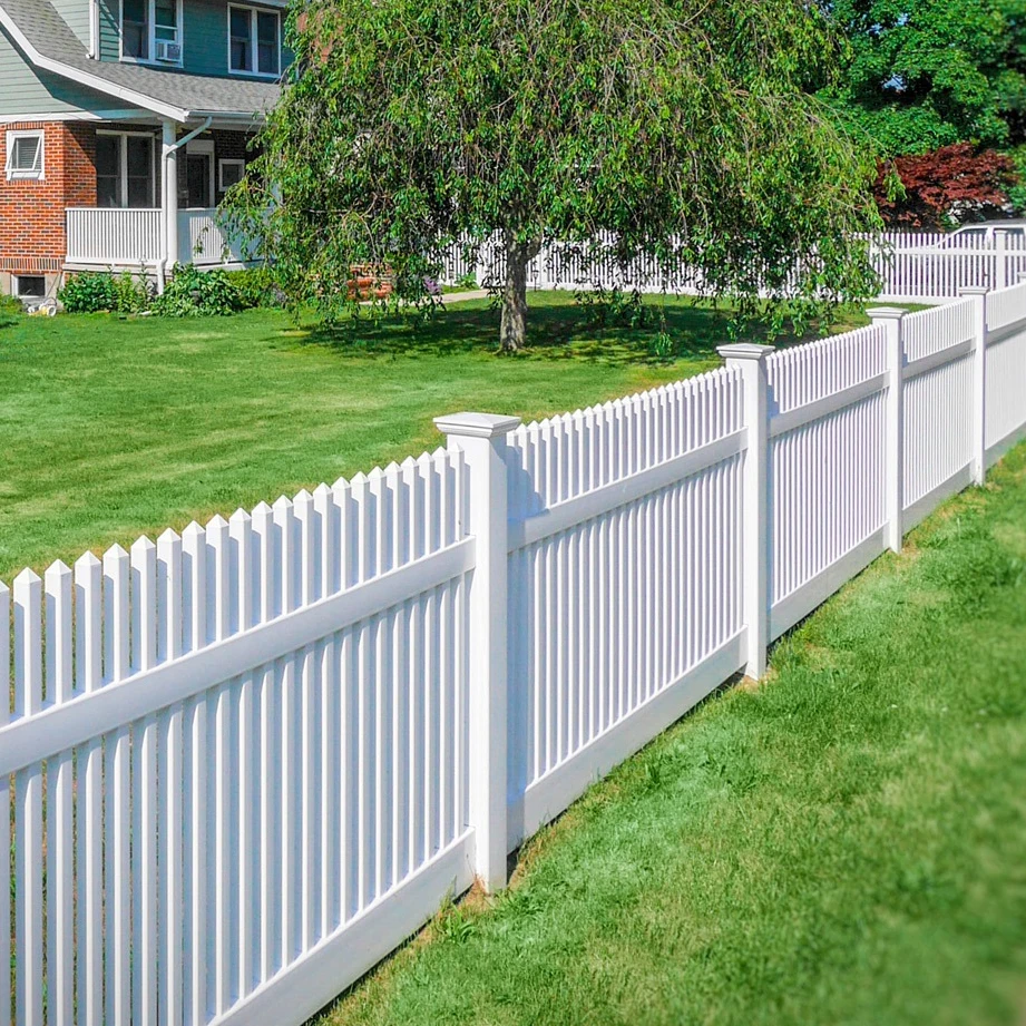 

2021 Jiahe Plastic Privacy Coated Tape PVC Panels Vinyl Fence Garden Pvc Picket PVC Fence, Black, white, gray and brown or customized color
