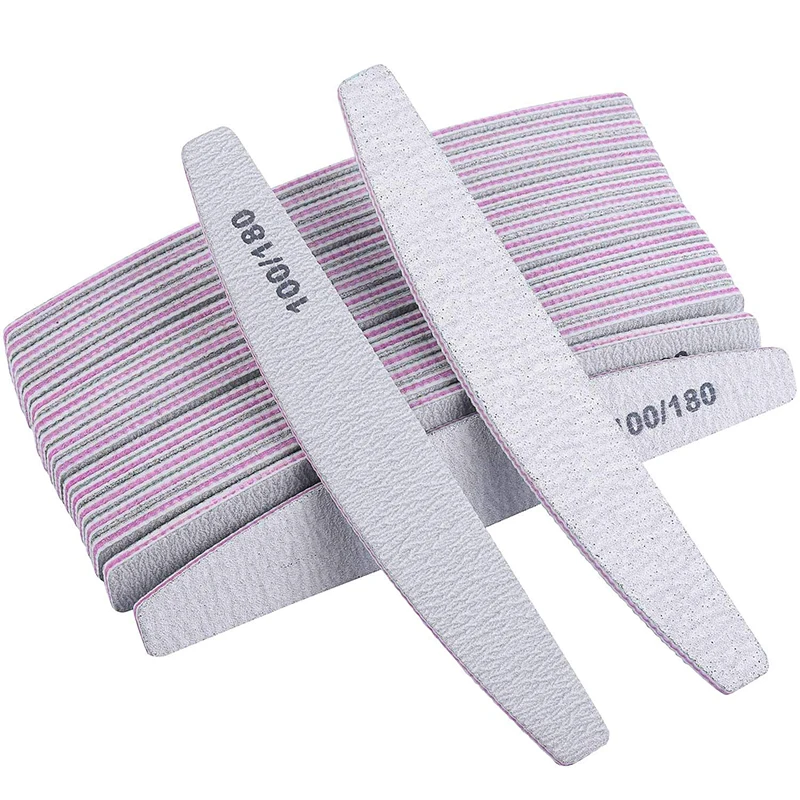 

Wholesale Half Moon Zebra Disposable Custom Printed 100/180 Grit Nail File Professional Japan Sandpaper Nail File