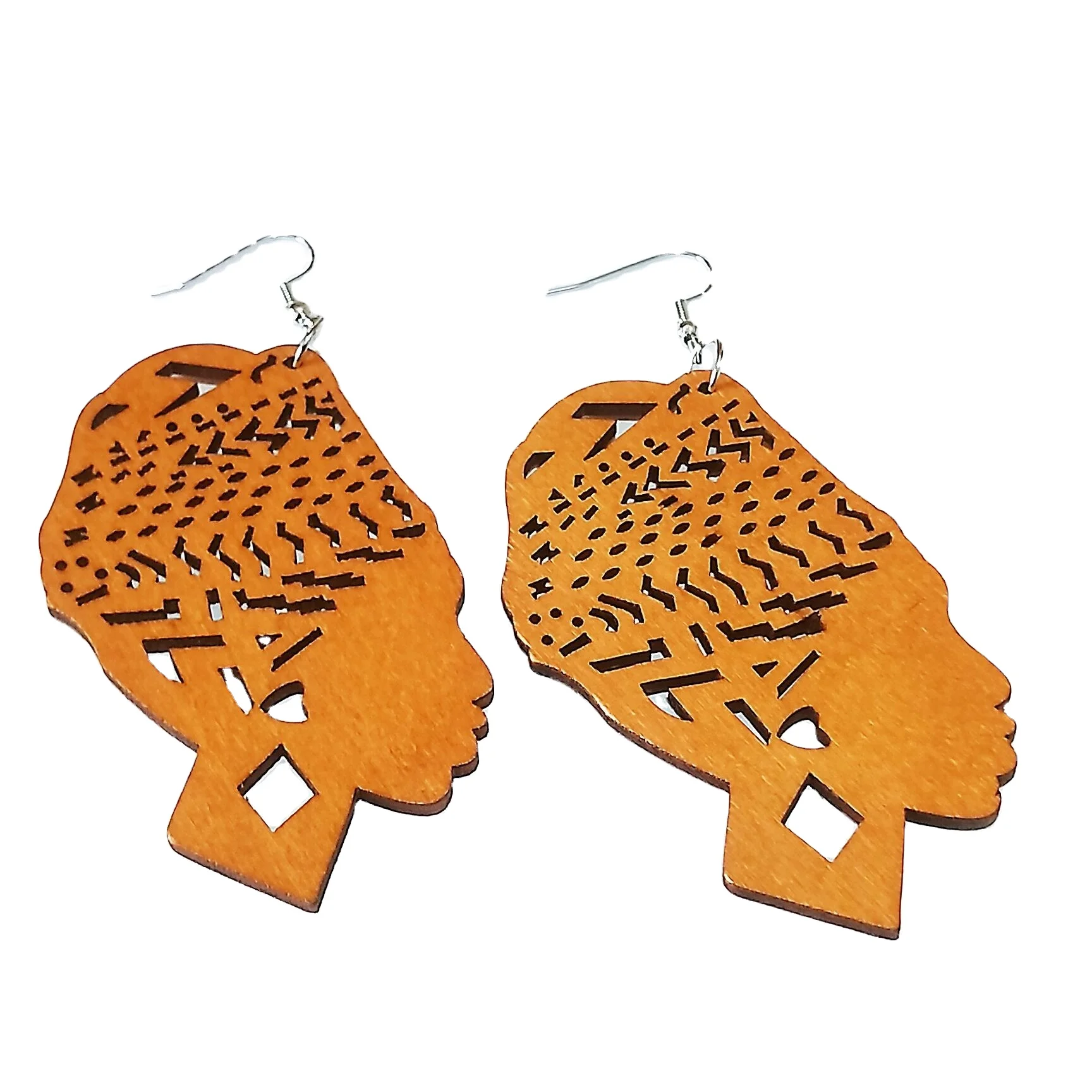 

Retro wooden drop-shaped earrings set female earrings splint laser cutting personality trendy exaggerated ear jewelry