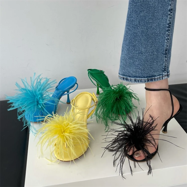 

New Arrival Spring New Fashion Thin Heel A Line Buckle Ladies Sandals Women's High Heels Shoes