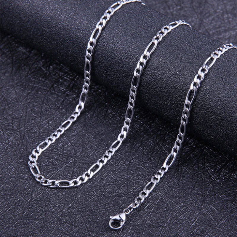 

Hip Hop Jewelry Wholesale Stainless Steel Necklace Mens 14k 18K Gold Plated Filled Cable Figaro Chain