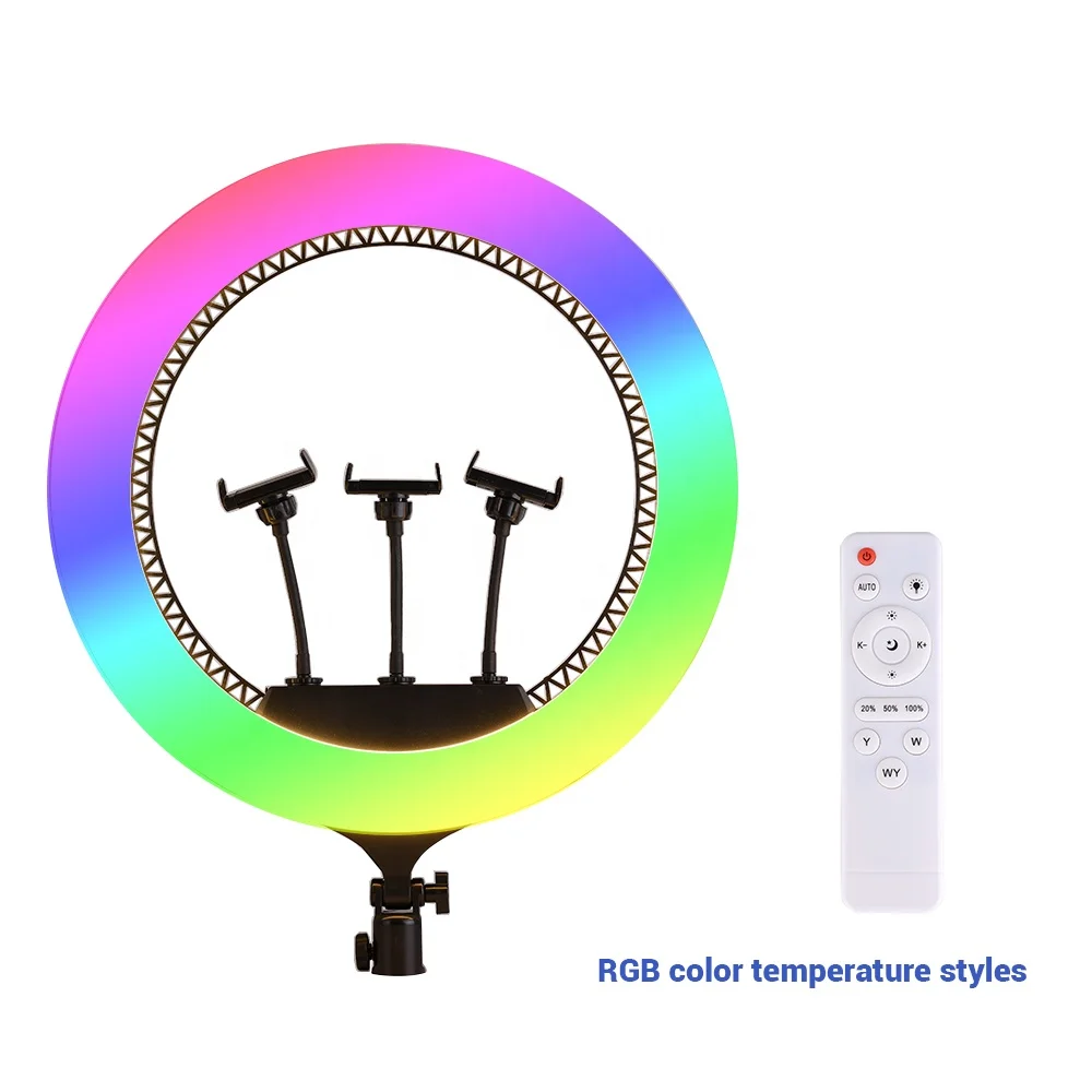 

14/18/22 Inch LED Circle Ring Fill Light With Tripod Stand for Live Selfie Makeup Tik Tok RGB Multicolor Ringlight