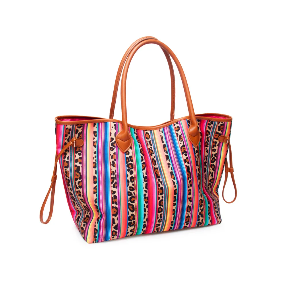 

2021 Popular Euro US Women Leopard Bag Stripe Print Style PU handle Single Shoulder Bag Cross Border Handbag, Many designs