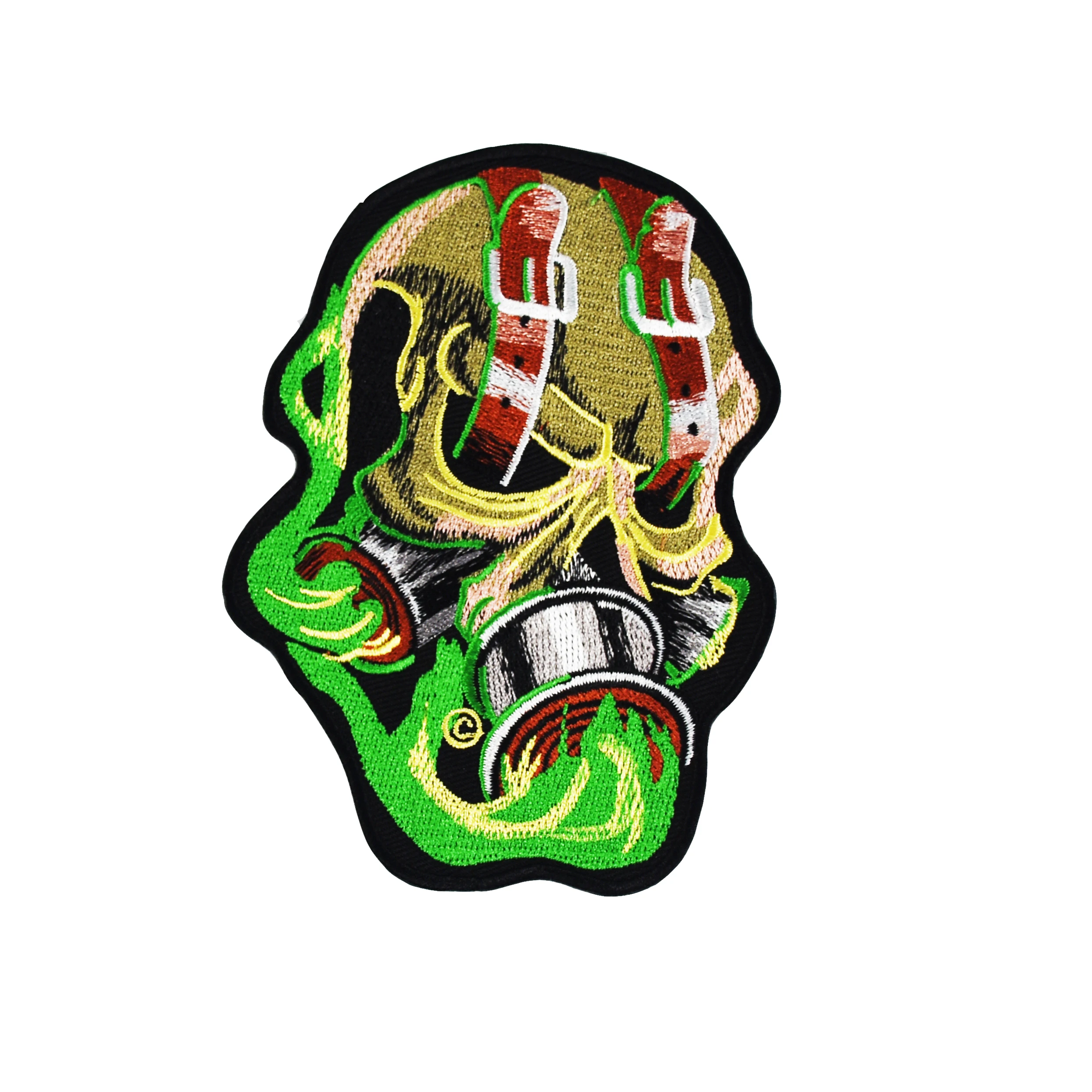 

High Quality Mask Skull Custom Embroidered Iron On Patch Biker Jacket Clothing Sew On Embroidery Patches