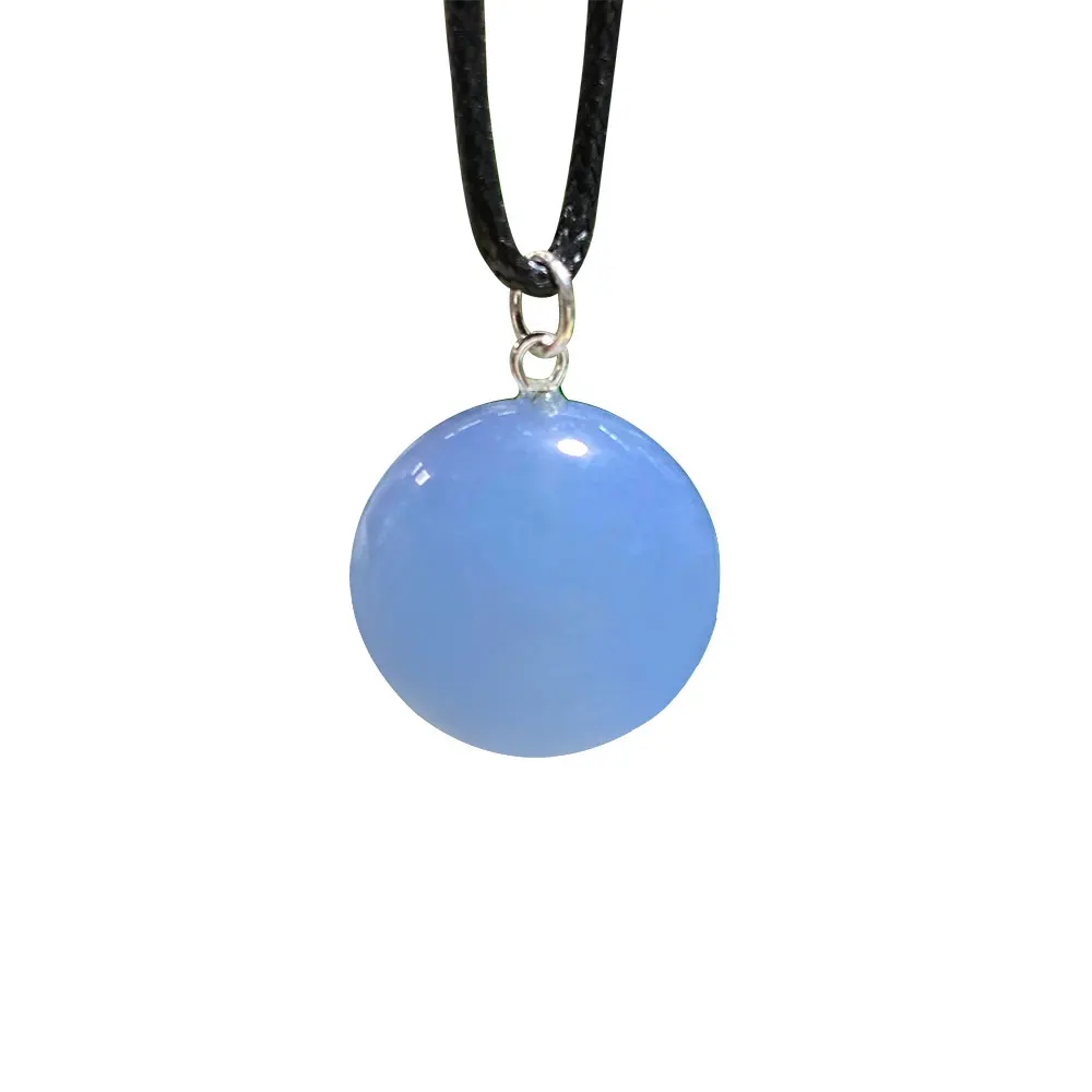 

Wholesale Blue Chalcedony Round Shape Pendant natural crystal gemstone blue agate stone jade jasper necklaces, Natural blue