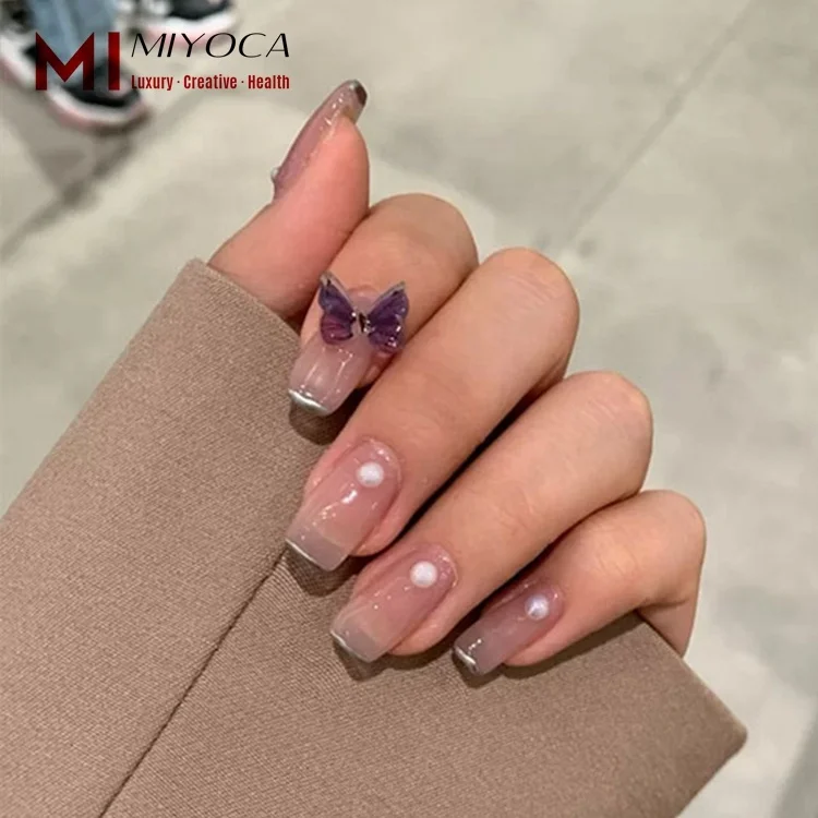 

MIYOCA Press On Nails With Rhinestones Artificial Fingernails False Nails Ongles Faux Ongles Reutilisable Designed Nails 2021