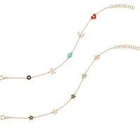 

2019 christmas gift colorful enamel lovely cute charms moon star gold bracelet