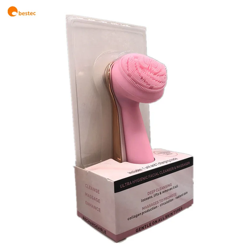 

Electric Silicone Waterproof Face Clean Facial Cleansing Brush, Pink