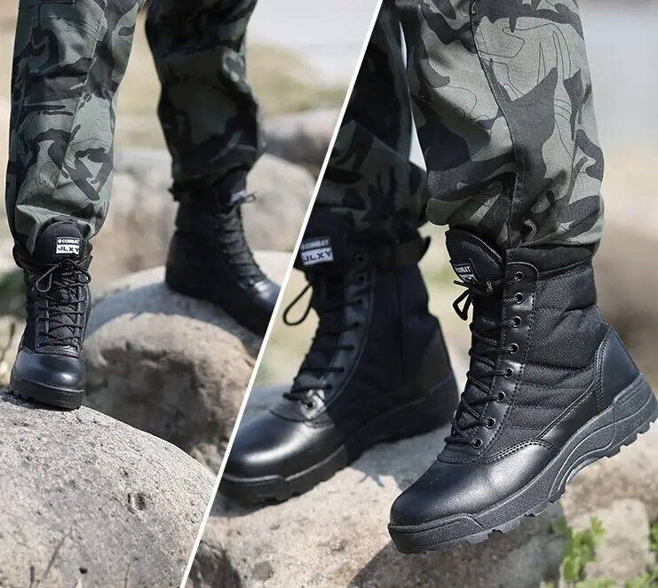 

Breathable Anti-slip High Ankle Shock proof Military Combat Delta Men Boots Tactical Waterproof EU size Desert Boots Sale, Sand, black