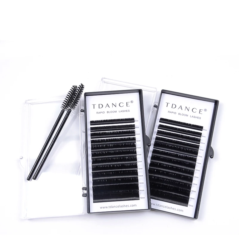

TDANC Self Fanning Lashes Extensions Synthetic Fiber Eyelash Extensions Glamourous Look Own Brand Lash Packaging Box