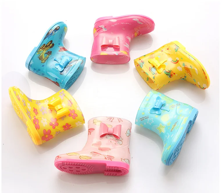 

Cheap Cute Kids Children PVC Rain Boots With Cute Small Elephant Or Bow, Pink,green,yellow,blue