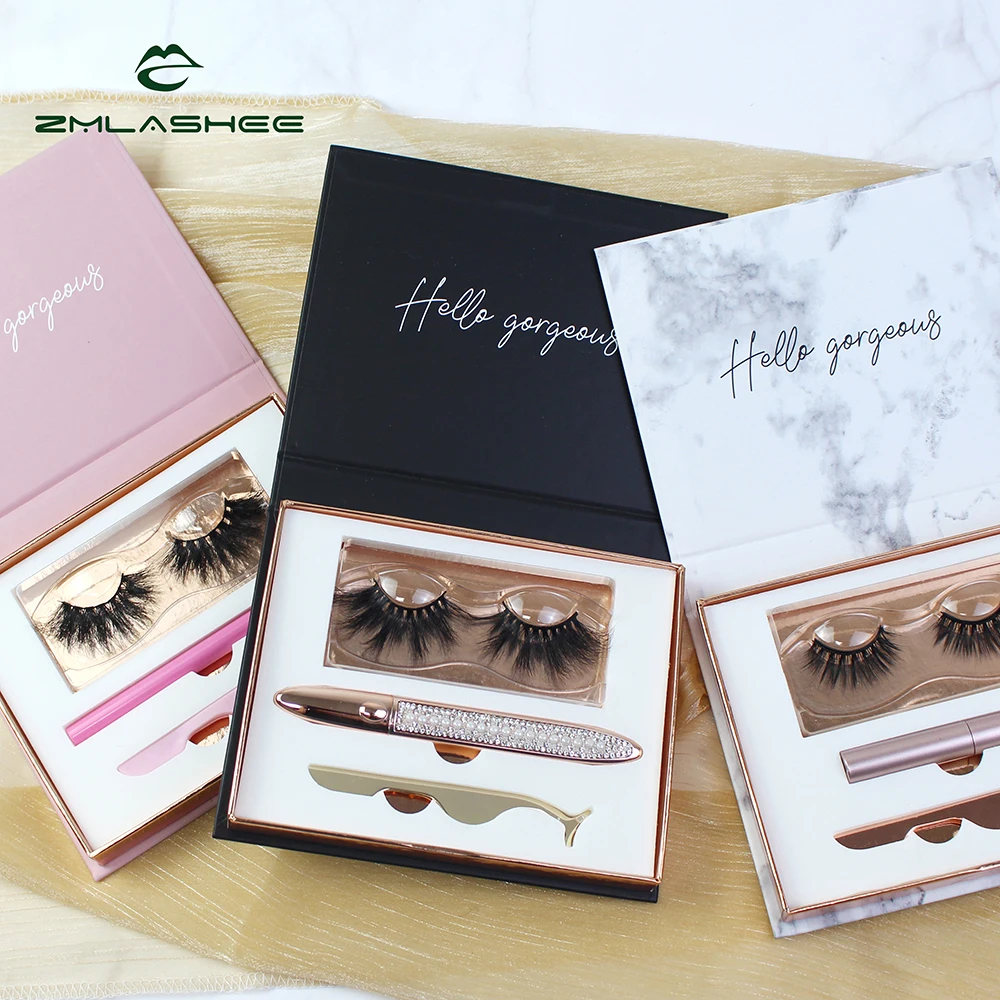 

free samples from USA office 3D 5D real mink eyelashes with custom boxes free design and free print reuse over 25 to 30 times