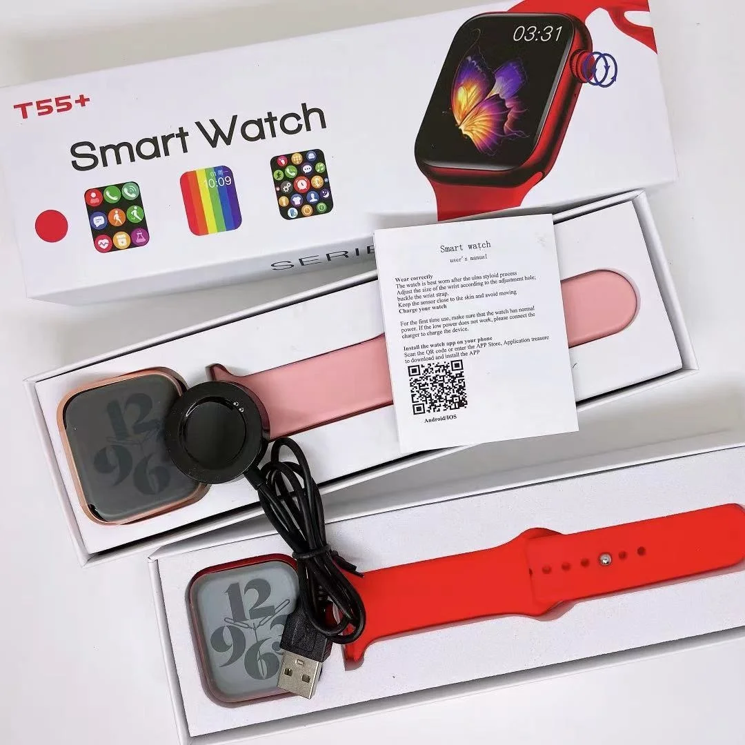 

2021 Cheap Price 100% Original T55 plus Series 6 hot sell smartwatch smart watch M2 Wear android smart watch reloj iwo 13