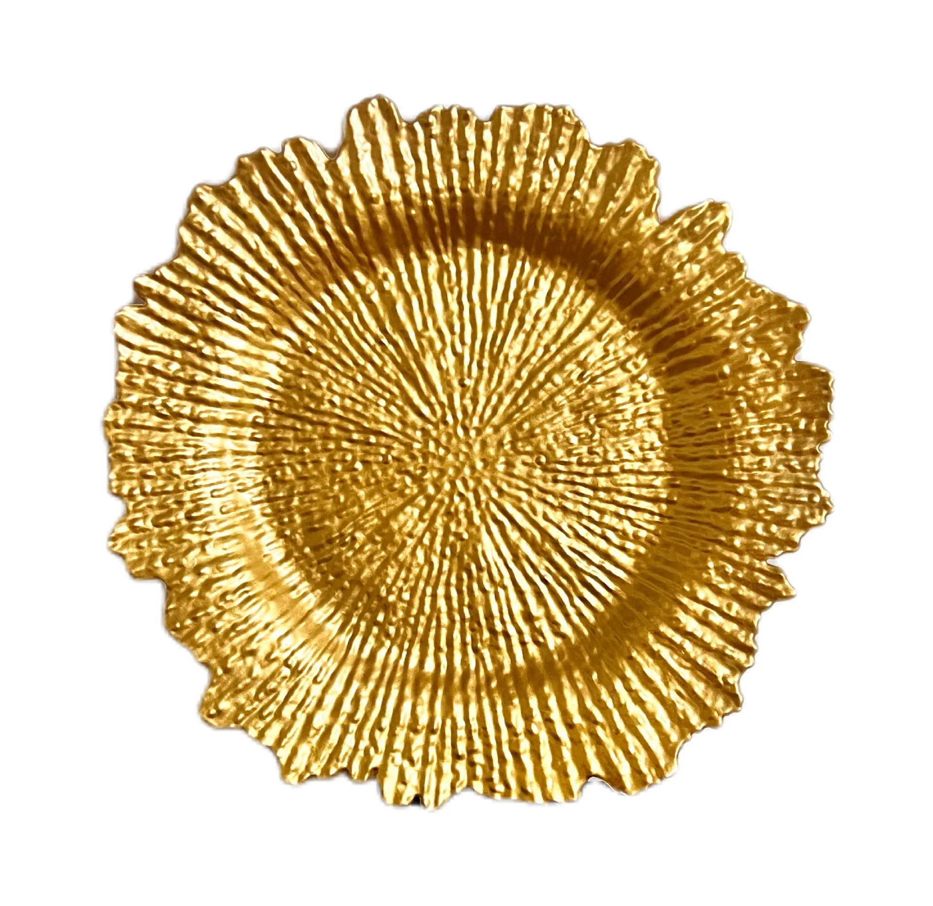 

13 inch wholesale party Elegant Decoration dinnerware set melamine reef wedding luxury dinner gold charger silver plates