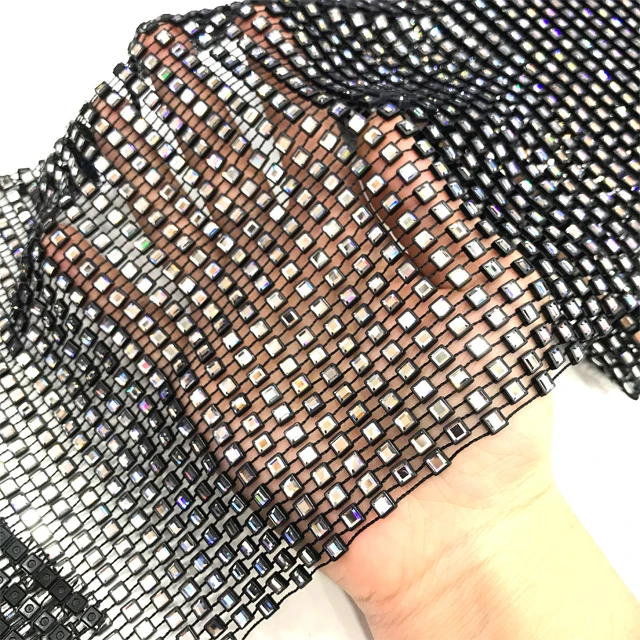 Va038 Newest Design Elastic Crystal Bead Trim Stretch Rhinestone Mesh