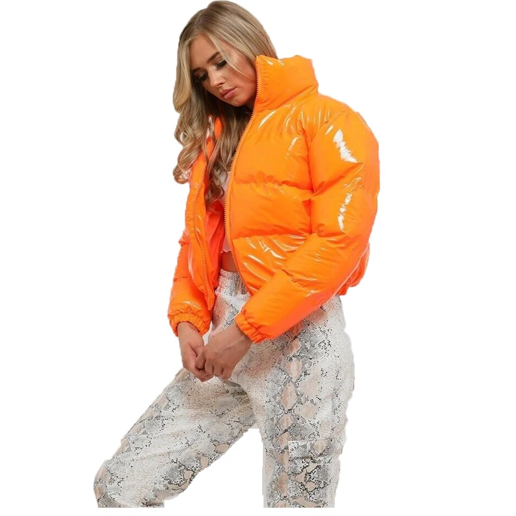 

OEM Factory custom padded bubble coat puffer duck down jacket shiny woman winter jacket, Customized color