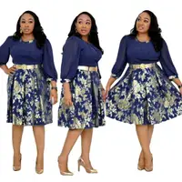 

New Arrival Women Summer Chiffon Floral Dress with Belt African Midi Pleated Dress