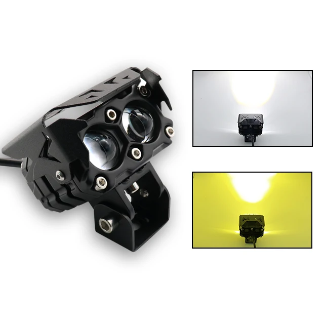 Dual Lens Headlight LED Work Light Fog Lamp Dual Color Motorbike Motorcycle Laser Mini Driving Lights