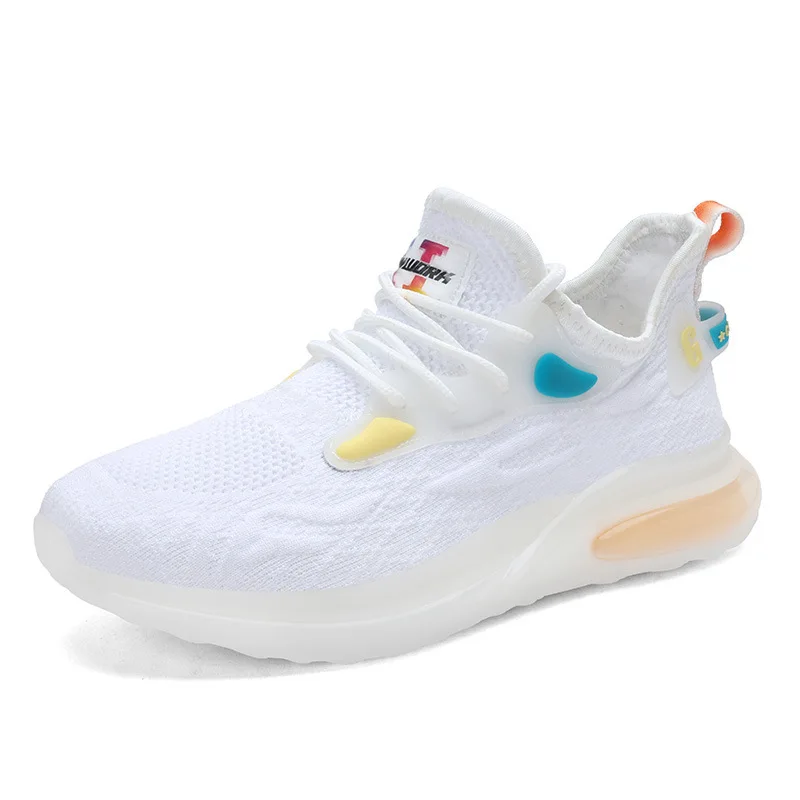 

2021 new style flying woven full air cushion casual breathable fashion sports running men's shoes, 3 colors