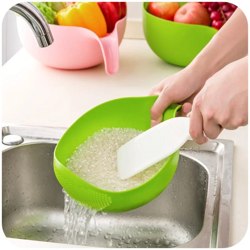 1 Plastic Rice Beans Peas Washing Strainer Bowl Vegetable Fruits Drainer Filter