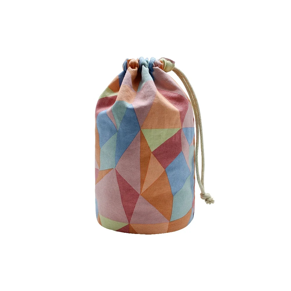 
Factory promotion large capacity 8oz canvas makeup pouch travel drawstring storage organizer bag 