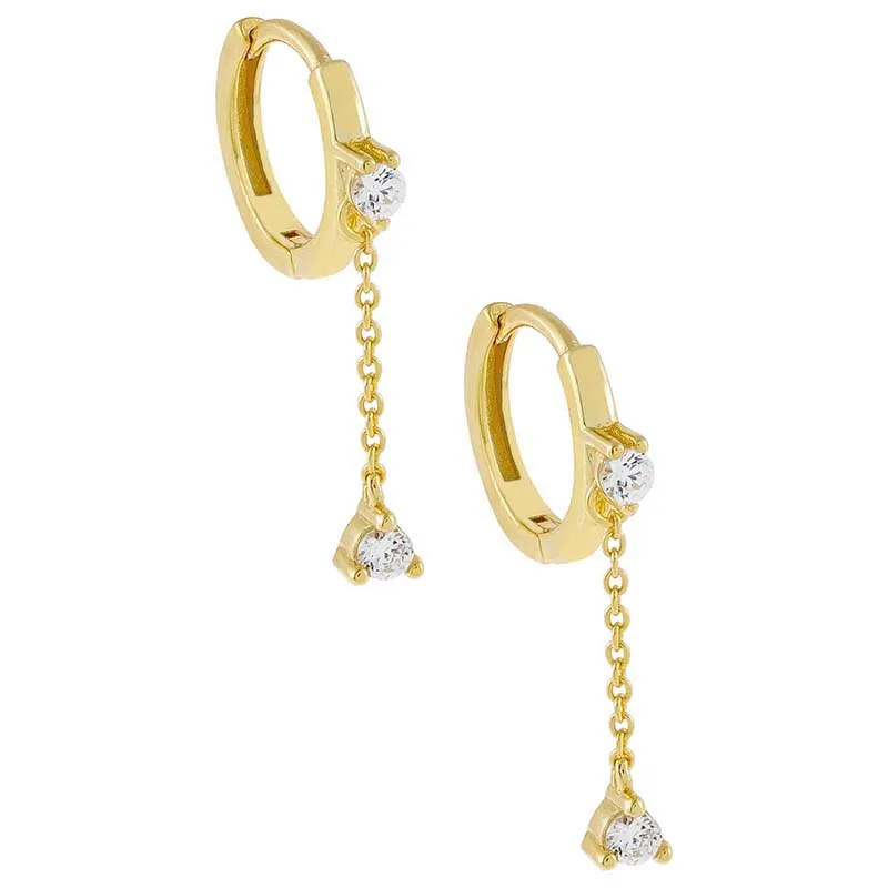 

Milskye wholesale fashion jewellery huggie earrings cable chain with zircon earrings