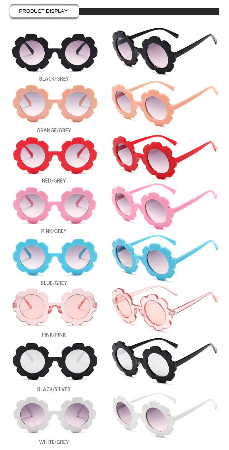 Fashion Baby Healthy Material Flower Shape Cat3 UV400 Plastic Kids Sunglasses