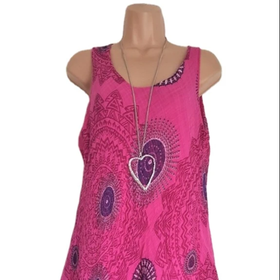 

Fashion sleeveless double layer dress round neck print casual dress summer women's 5XL dress