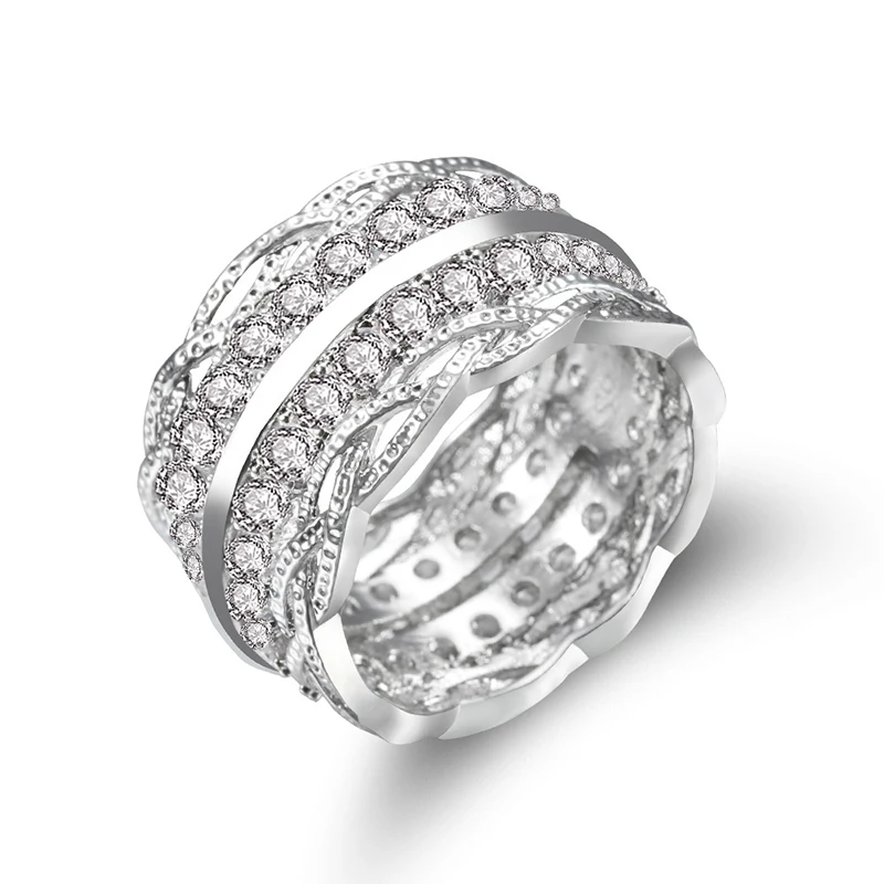 

Fashion Court Retro Lace Micro-inlaid Zircon Ring Female Creative Wedding Copper Ring Wholesale (KR084), As the picture