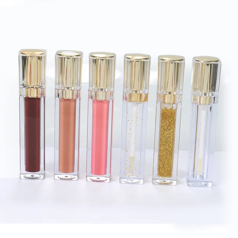 

Low MOQ clear glossy shiny matte private label lipgloss nude glitter custom lip gloss tube and color lipgloss in stock Free
