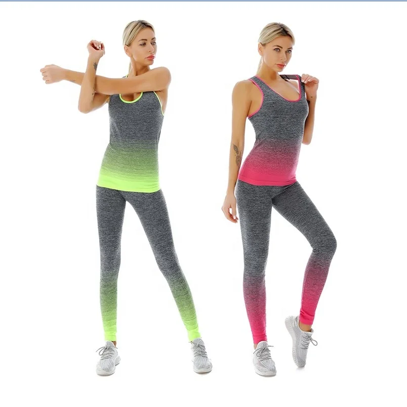 

Women seamless ombre four way stretchy fitness yoga wear sports gym clothes workout active wear